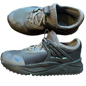 Boys Puma Sneakers, Slip On, No Tie, 12C, Gray Blue Black, EUC